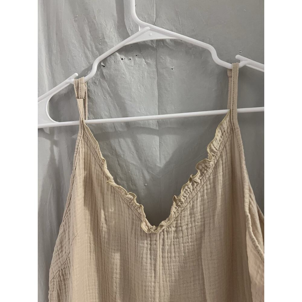 SHEIN Tan Gauzy Cotton Romper Sz L - Picture 3 of 6
